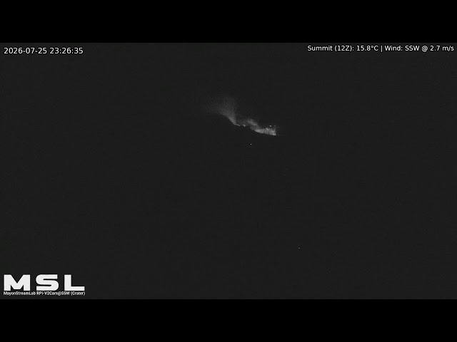 Jul-25-2026 11:30 (PST) Mayon Volcano Eruption, PH (SSW view) [RPi ircut-v2cam] #volcanoreplay