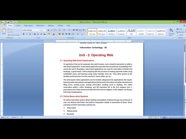 Class XII Info Tech Chapter  Operating Web -1