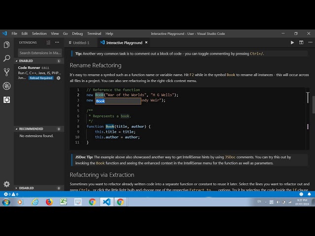 Rename refactoring in VS Code