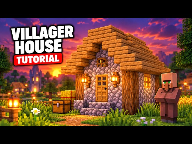 Simple Villager House Tutorial, Fast & Easy (Minecraft Bedrock)