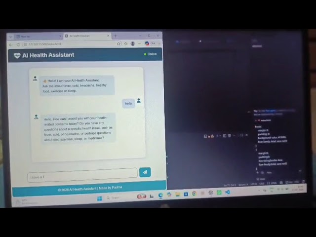 AI Health Chatbot using HTML, CSS, JavaScript & FastAPI | K-Hub Project