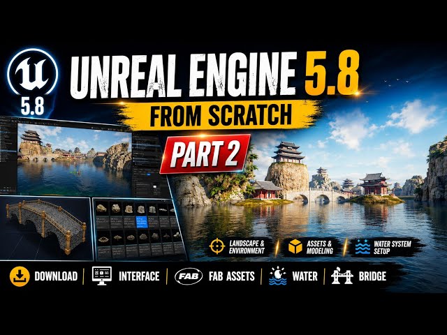 Unreal Engine 5.8 Environment Tutorial | Landscape, Bridge, Rocks & Post Process | Part 2