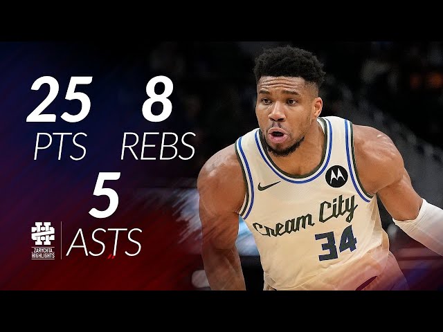 Giannis Antetokounmpo 25 pts 8 rebs 5 asts vs Wolves 25/26 season