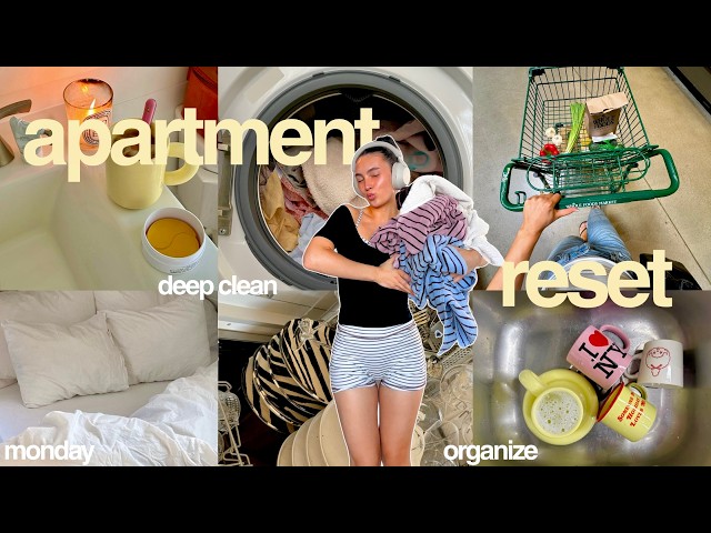 APARTMENT RESET🫧 deep clean, organization + a productive day at home