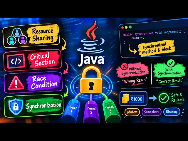 Java Synchronization 🔐 Explained | Race Condition & Critical Section & Resource Sharing