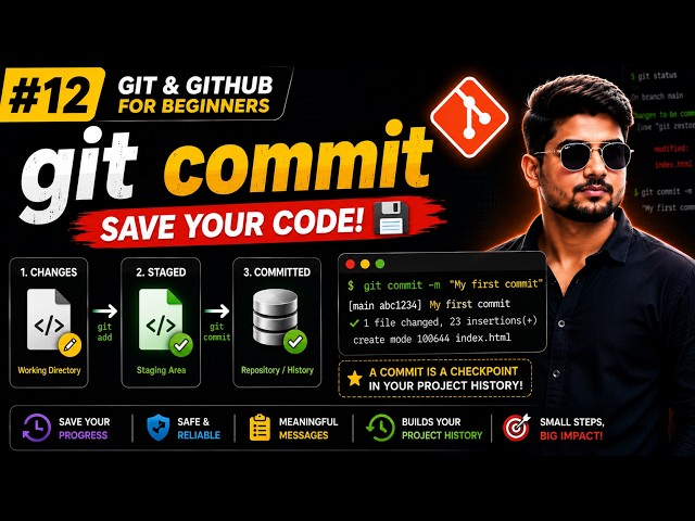 #12 Git Commit Command Explained 🔥 | Save Your Changes in Git