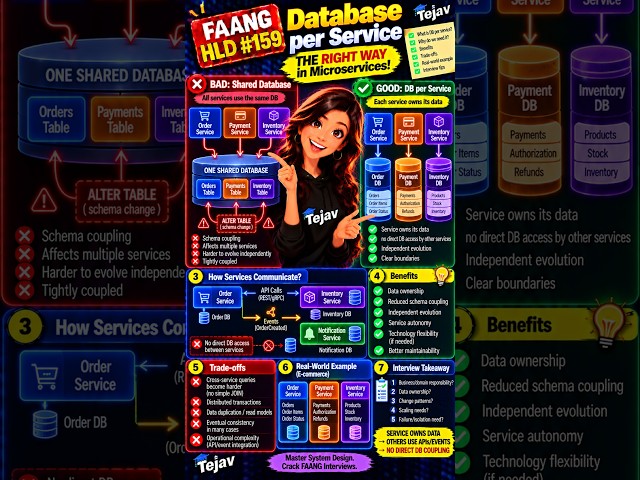 HLD #159 — Database per Service Explained ⚡ The Microservices Trap!