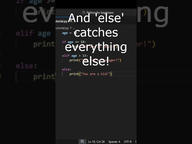 CONDITIONAL STATEMENTS IN PYTHON #coding #shorts #viralshorts #pythontutorial #conditionalstatement