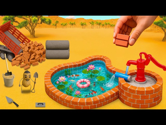 DIY Mini Hot Spring Fish Pond Project - Building a Brick Water Pool with Water Pump Koi Fish