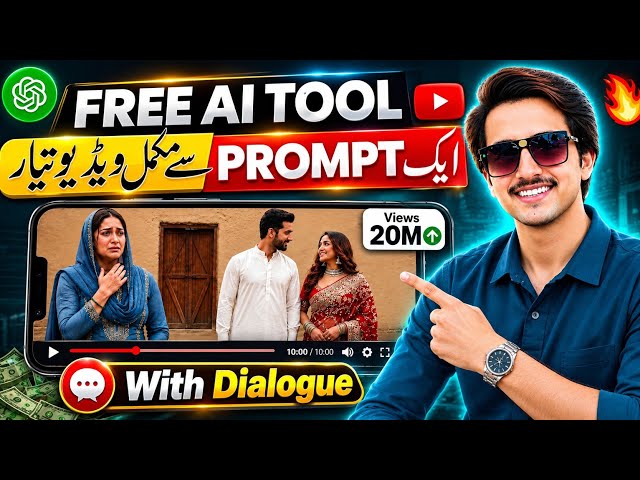FREE AI Tool Se Ek Prompt Mein Complete Video Banaye | AI Video Generator