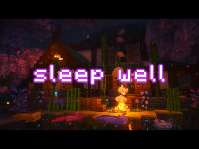 hard day? rest here... (minecraft music w/ rain, fire)