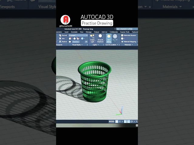 autocad 3d, Rubbish Bin
