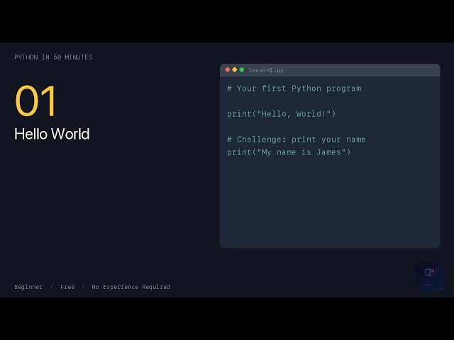 Python Basics in 50 Minutes— Your First Python Program(Lesson1)