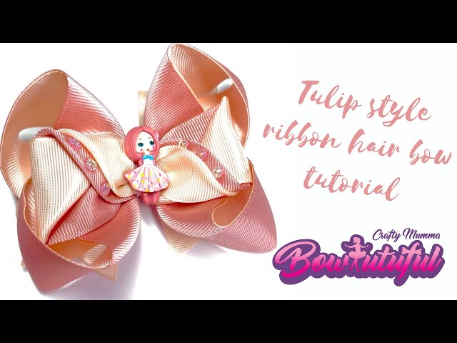 Tulip style ribbon hair bow tutorial. How to make hair bows. DIY hair bows. Laço de fita