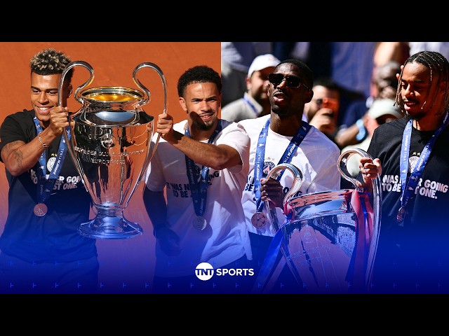 Dembélé, Doué, Barcola & Zaïre-Emery parade PSG'S Champions League trophy at Roland-Garros 🏆