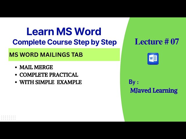 7.  Mail Merge in MS Word Complete Tutorial for Beginners | Full Practical Guide