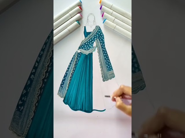 Fashion illustration😍 How I color the base : tutorial #shorts