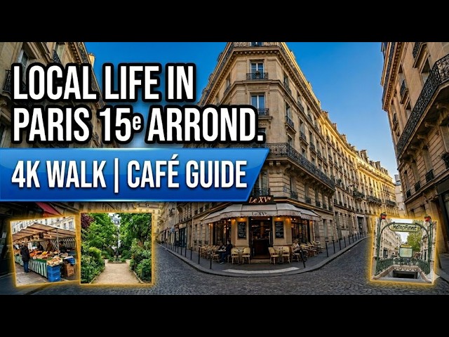 15th Arrondissement Paris 4K Walking Tour | Local Streets Cafés & Everyday Life | France