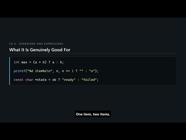 C Programming #68 — The Conditional Operator, and When Not to Nest It