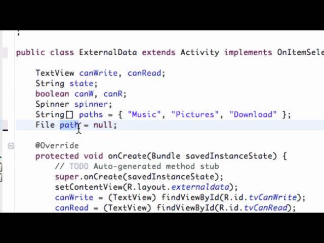 Android Developing Applications Tutorial   106   OnItemSelected and File Directories