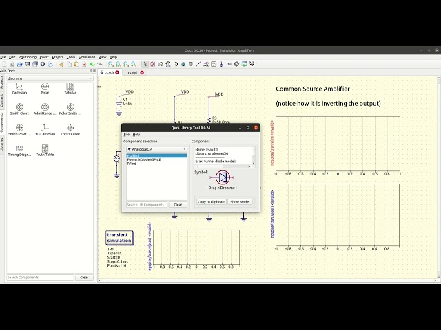 How to add a Transistor or Diode in Qucs Spice