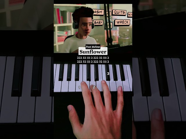 Sunflower - Post Malone (Easy Piano Tutorial) #spiderman #viral #shorts