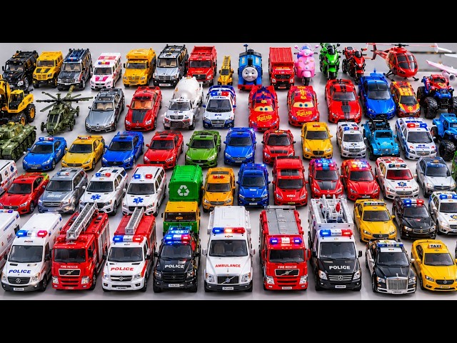 Police, Fire Truck, Taxi, School Bus & Construction Vehicles | Toy Car Video for Kids