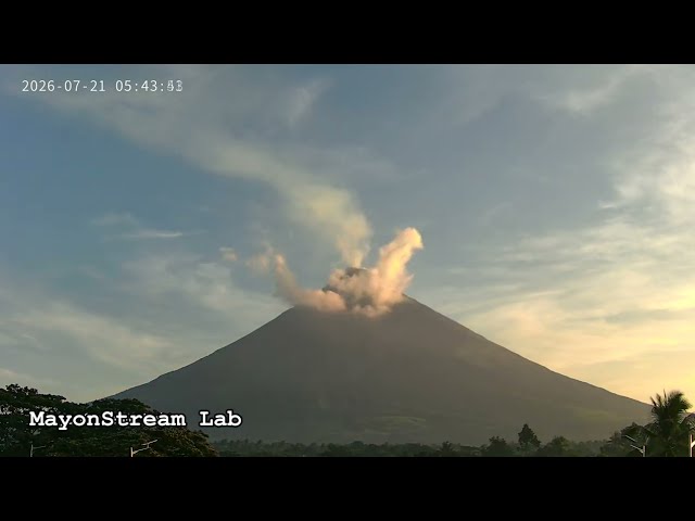Mayon Volcano 24-Hour Timelapse: July 21, 2026 [SSW IP Camera Full FOV] 250x Speed