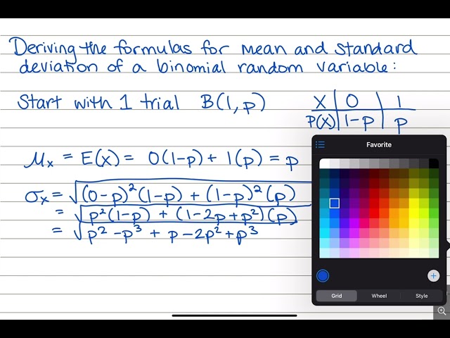 Mean and Standard Deviation of a Binomial Random Variable derivation