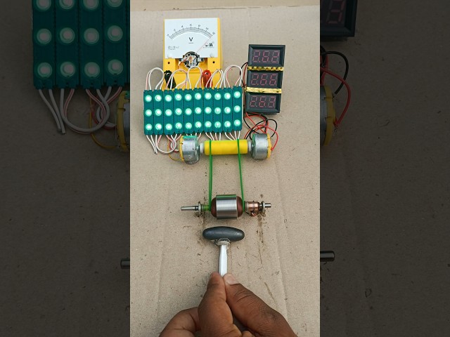 Magnet 🧲 Spins 775 Armature → Two Generators ⚡→30 LED Lights 💡 | DC Moving Coil 3 Voltmeter Test Dly