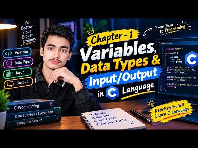 Chapter 1: Variables, Data Types & Input/Output in C | C Language | Programming for Beginners 💻