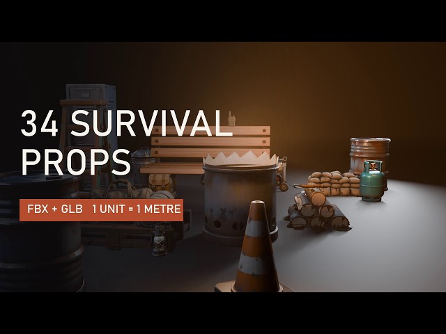 Stylized Survival Props - 34 game-ready models at real-world scale