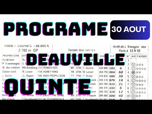 QUINTÉ+  DEAUVILLE 30 AOUT 2026 | BASE INCONTOURNABLE 🔥 7 CHEVAUX À JOUER ABSOLUMENT