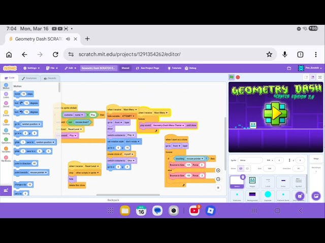 I made dis Geometry Dash on Scratch usin griffpatch's tutorial