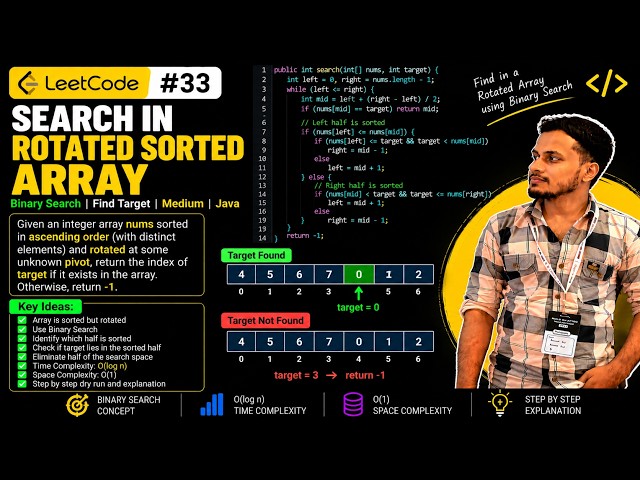 Search in Rotated Sorted Array | LeetCode 33 | Binary Search | Java