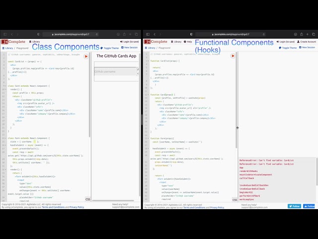 Class based Components to Functional Components (hooks)