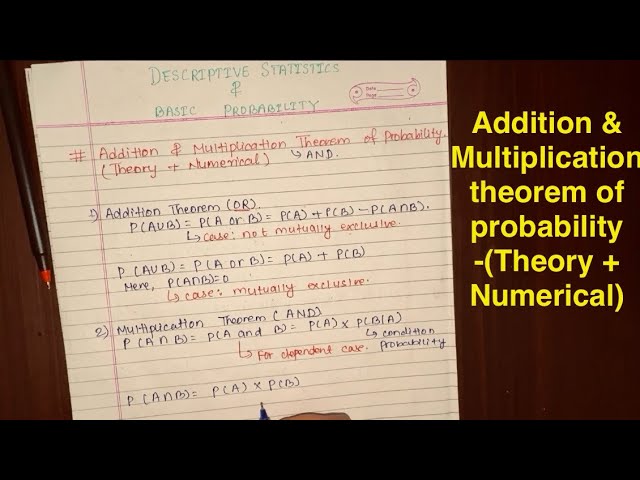 Addition & Multiplication Theorem of Probability | Theory + Numerical Problems