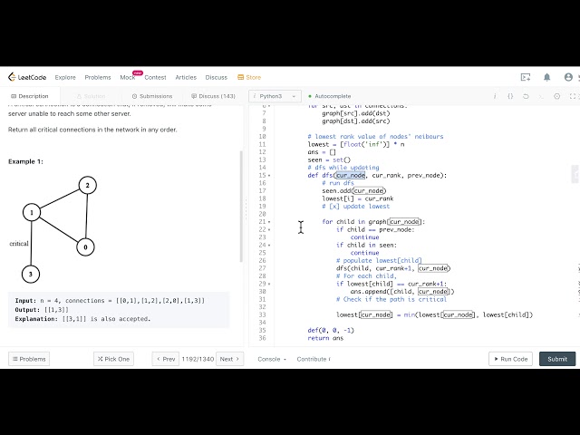 LeetCode 1192. Critical Connections in a Network