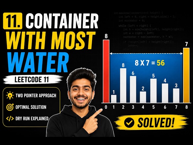 LeetCode 11: Container With Most Water | Optimal Two Pointer Solution in Java
