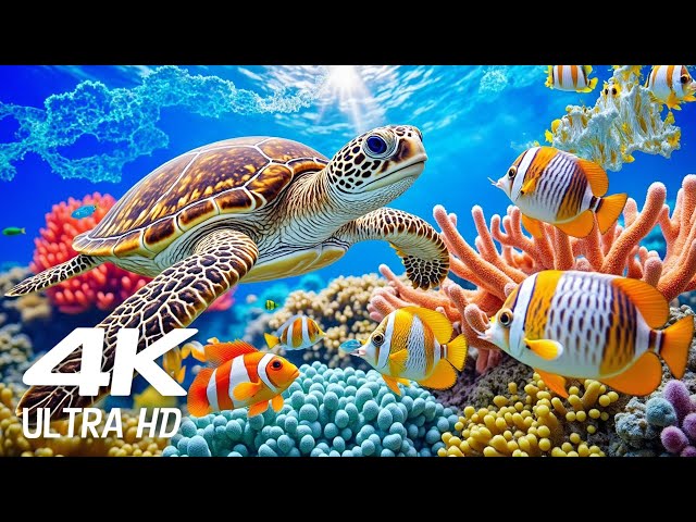 Relaxing Music   The Best 4K Sea Animals for Relaxation ♫ ☆ NO ADS ☆ SEA TURTLES Swimming ✰