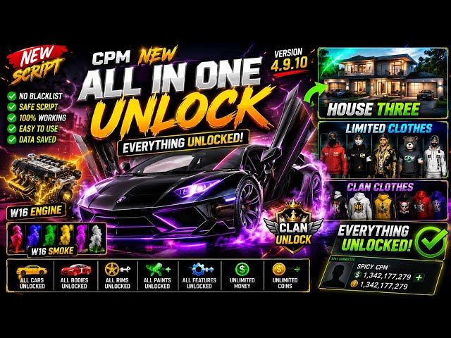 cpm new script to unlock every thing unlock clan 😁