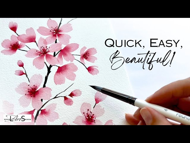 WHAT?! 😱 The EASIEST Cherry Blossoms I’ve EVER Painted! Beginner Friendly Watercolor Flower Tutorial