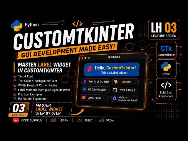 Add Text using Label ~ CustomTkinter LH-03 #python #CustomTkinter #coding #desktopapp 