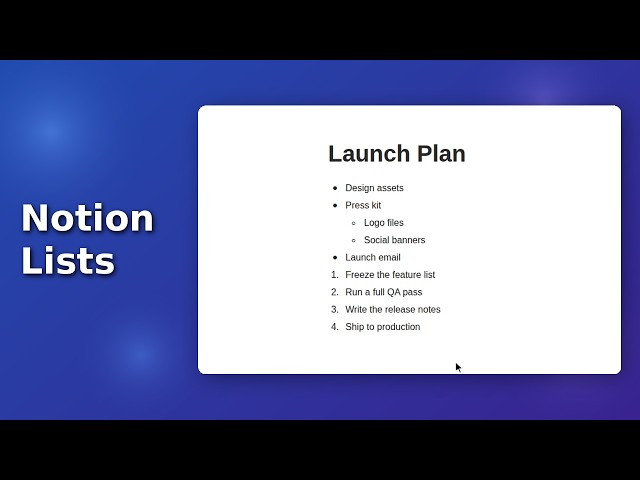 Bulleted & Numbered Lists in Notion (Step-by-Step)