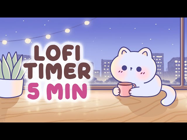 5 minute lofi Timer 🎵 Study With Me Pomodoro 5 min ☕ Focus Music