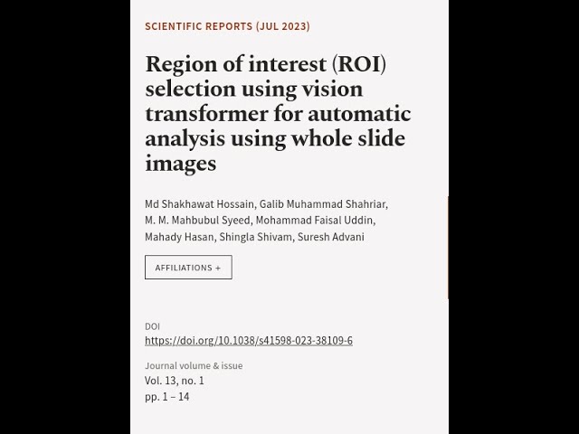 Region of interest (ROI) selection using vision transformer for automatic analysis us... | RTCL.TV