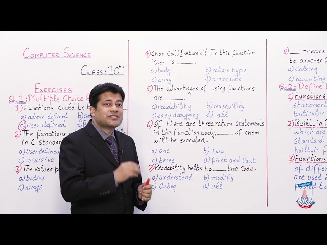 Class 10 - Computer Studies - Chapter 5 - Lecture 6 - Exercises: Q.1 and Q.2  - Allied Schools