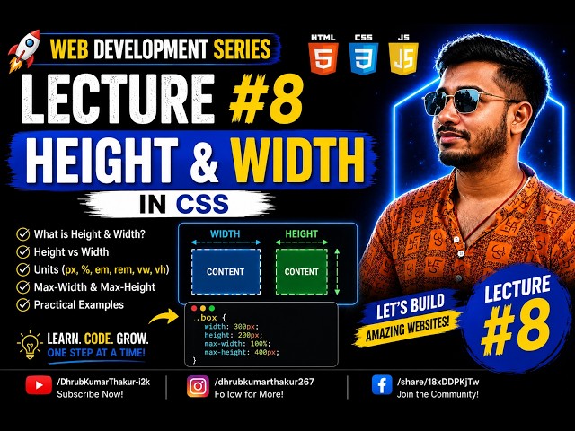 CSS Height & Width Tutorial in Hindi | Lecture 8 | Height, Width & CSS Units Explained