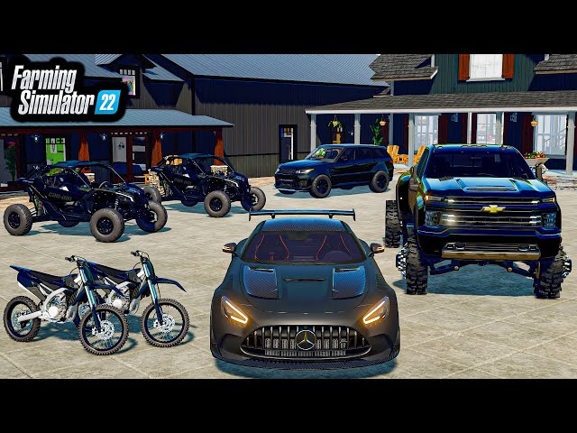 ALL "BLACKED OUT" MANSION SETUP! (LIFTED TRUCKS + SUPERCARS) | FS22