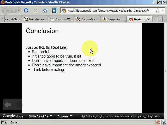 Basic Web Security Tutorial - Conclusion